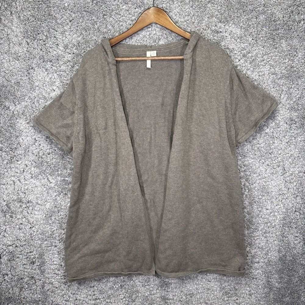 J. Jill Pure Jill Open Short Sleeve Knit Sweater 2X Beige Neutral 100% Cotton